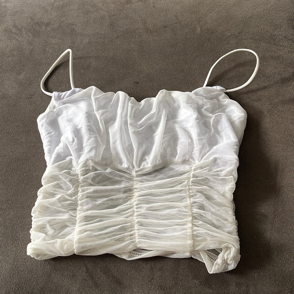 L.A. Hearts mesh white crop tank top